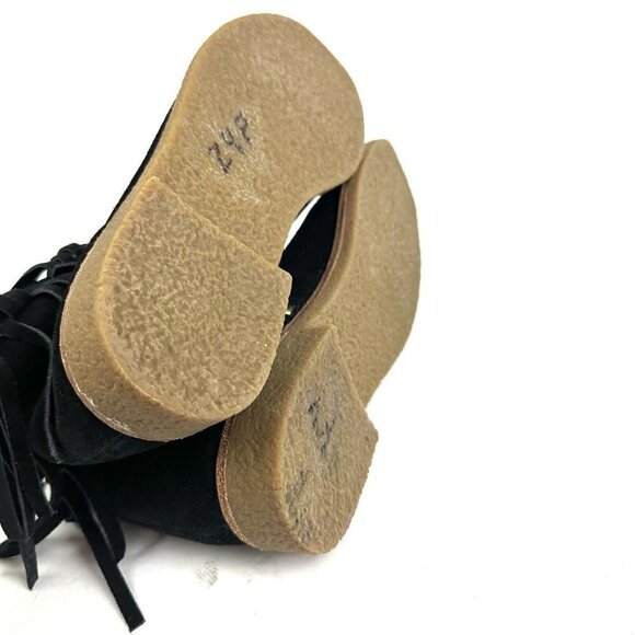 Kate Spade Ankle Boot 8 Betsie Too Suede Fringed Black Booties Womens Zip Up - Picture 11 of 14